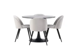 Glade Spisegruppe 100 cm Rund med 4 Velvet Stoler