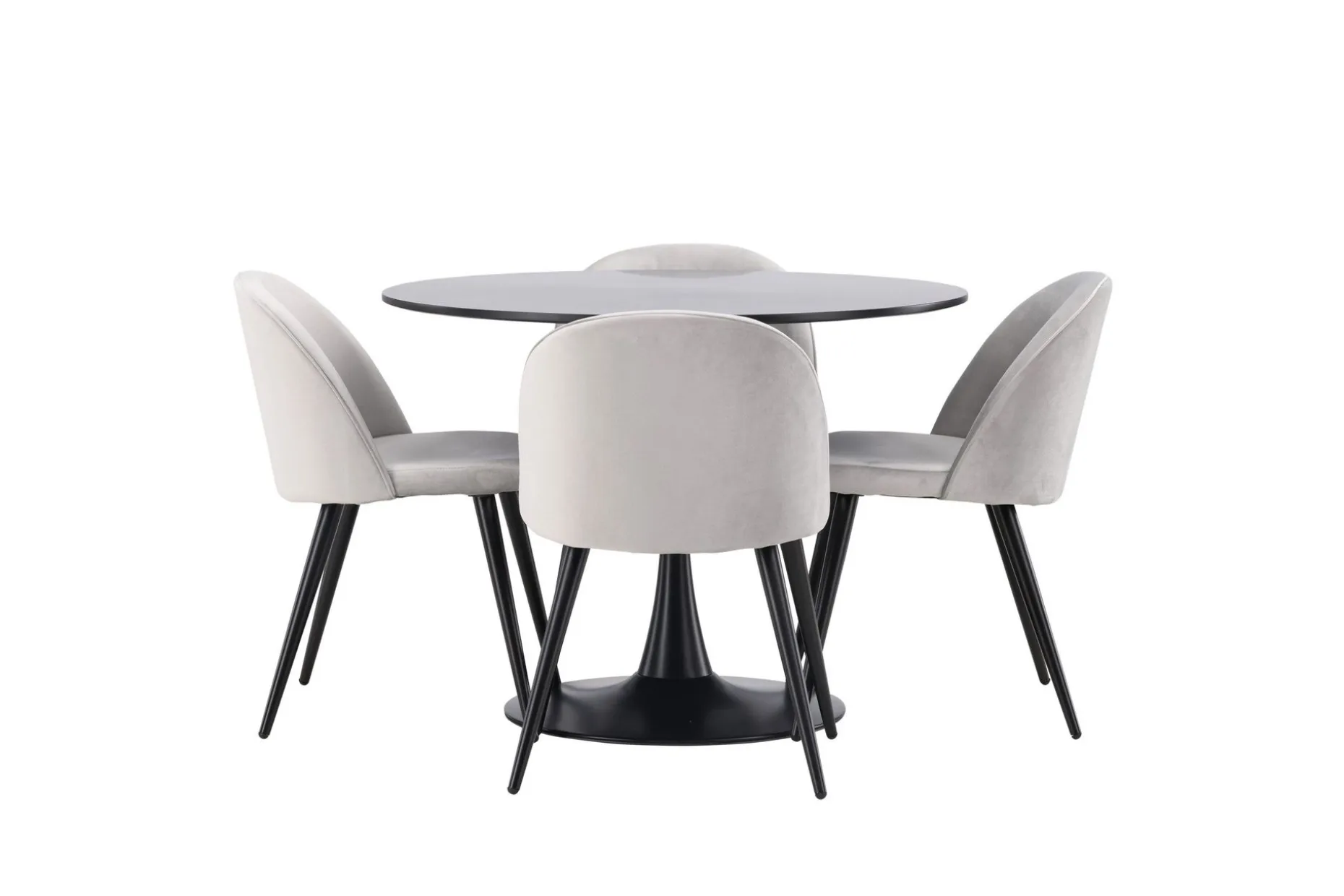 Glade Spisegruppe 100 cm Rund med 4 Velvet Stoler