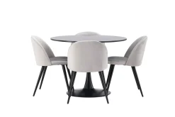 Glade Spisegruppe 100 cm Rund med 4 Velvet Stoler
