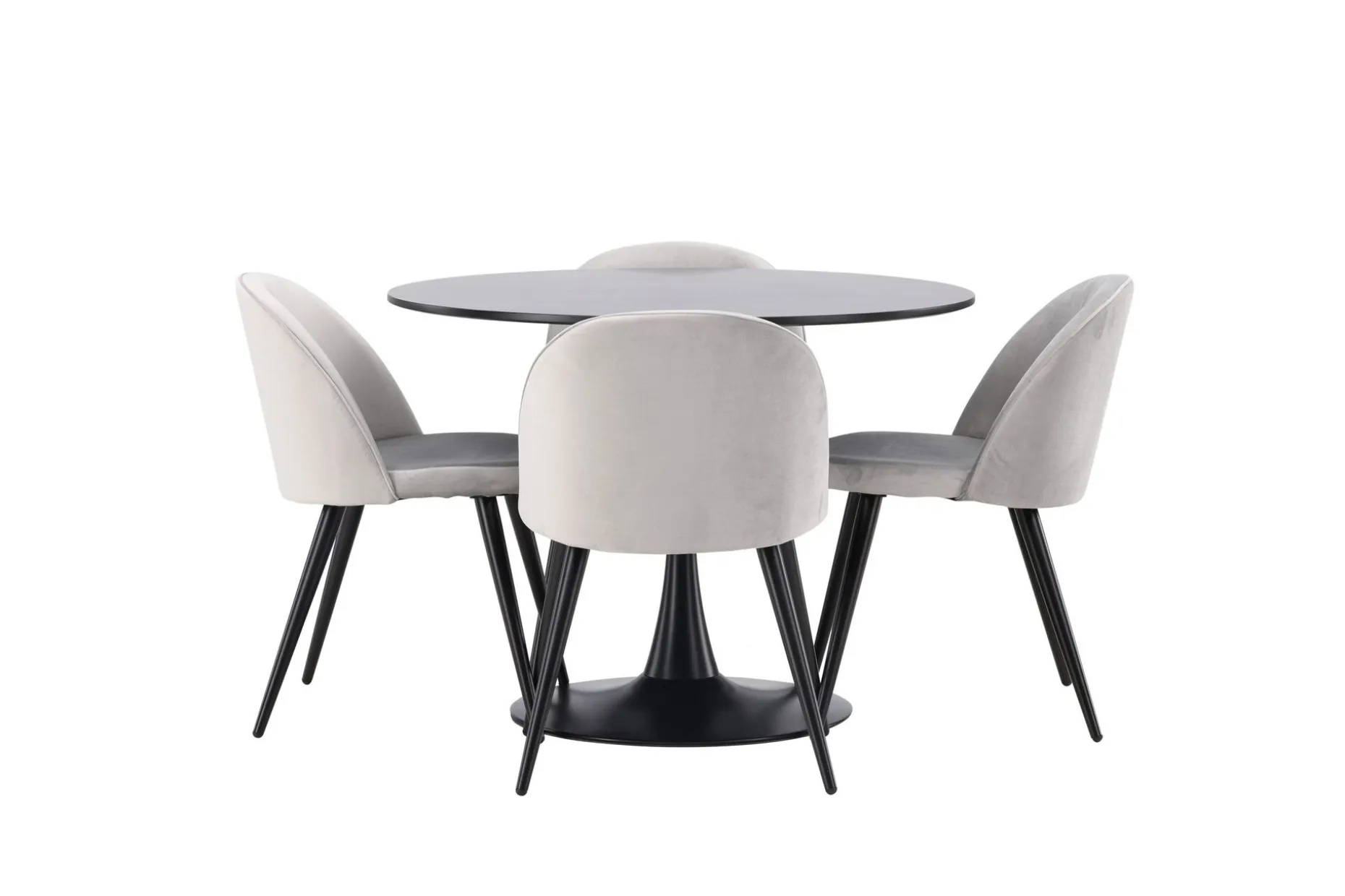 Glade Spisegruppe 100 cm Rund med 4 Velvet Stoler