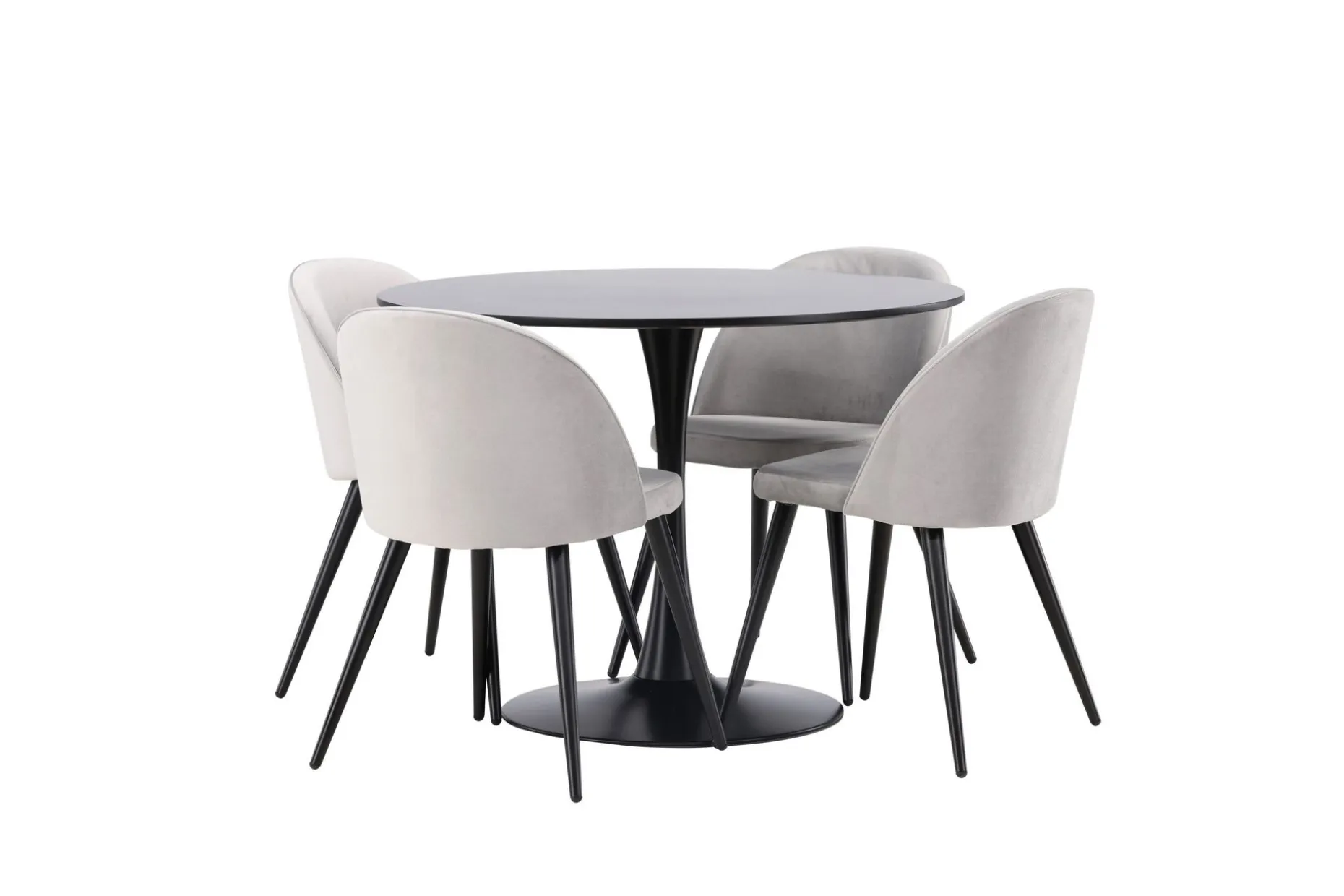 Glade Spisegruppe 100 cm Rund med 4 Velvet Stoler