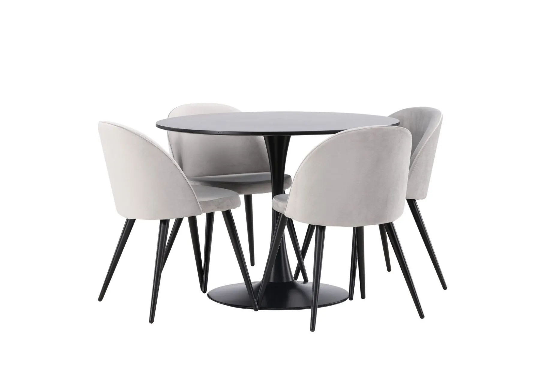Glade Spisegruppe 100 cm Rund med 4 Velvet Stoler