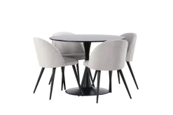 Glade Spisegruppe 100 cm Rund med 4 Velvet Stoler