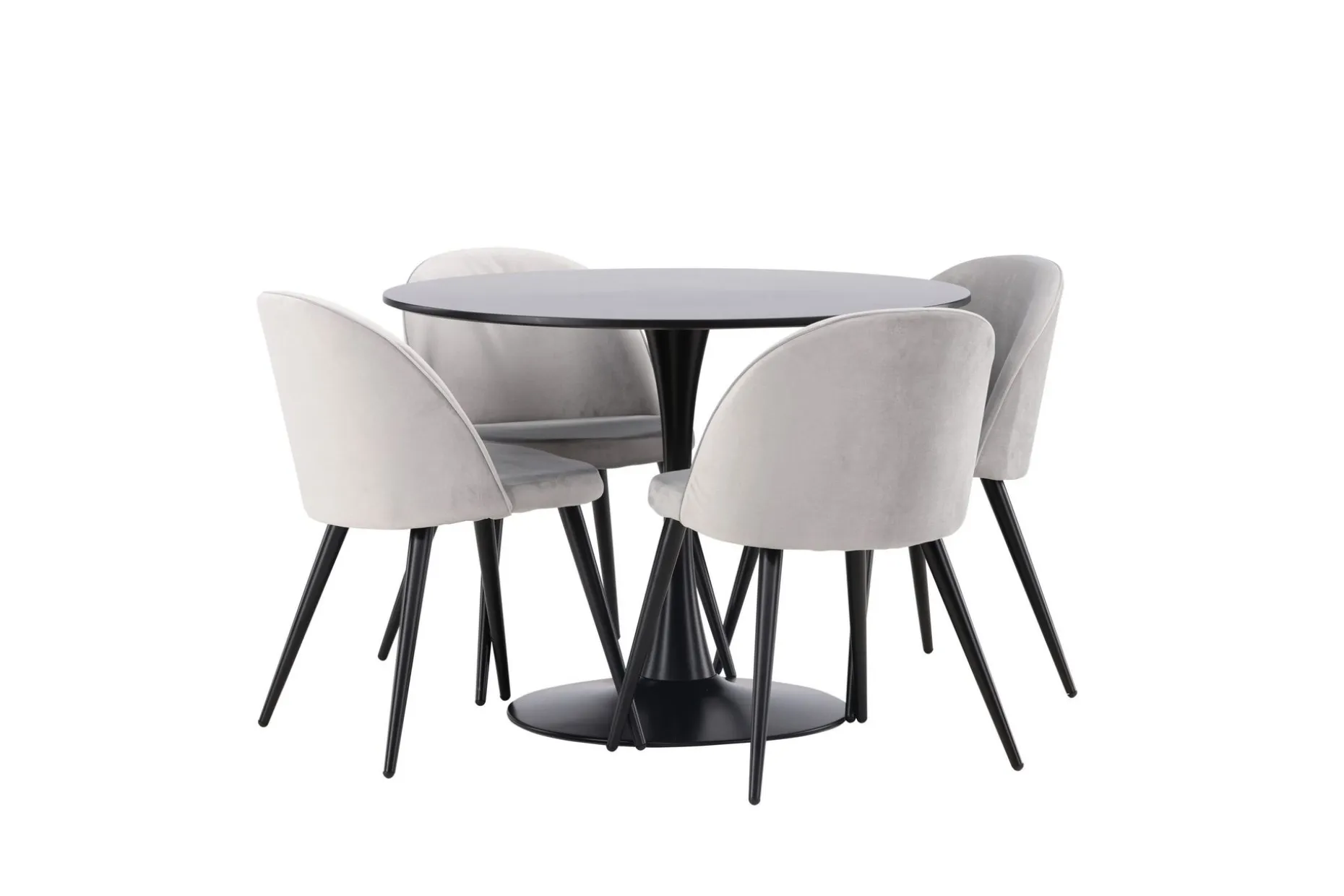 Glade Spisegruppe 100 cm Rund med 4 Velvet Stoler