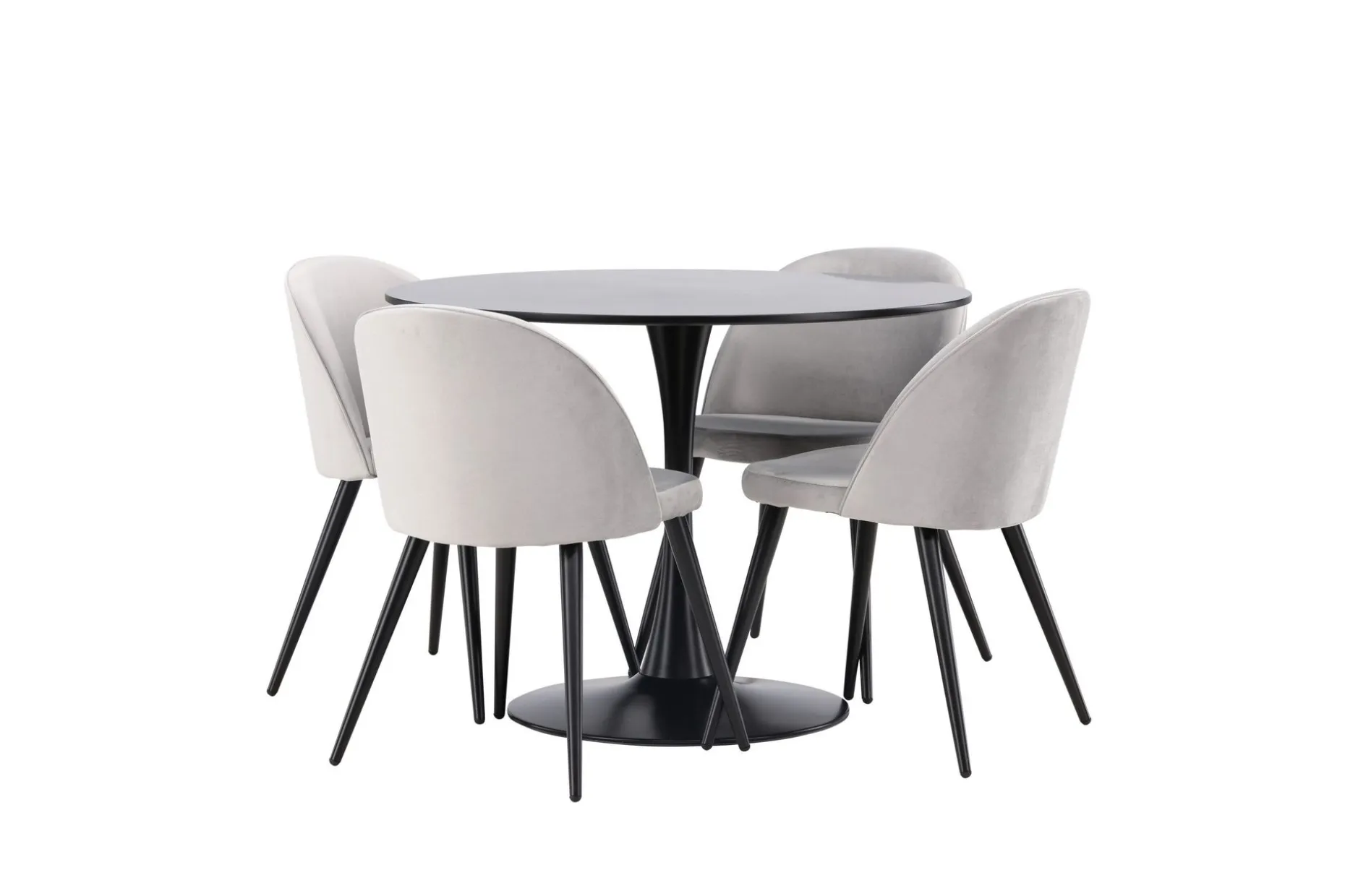 Glade Spisegruppe 100 cm Rund med 4 Velvet Stoler