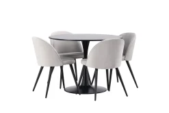 Glade Spisegruppe 100 cm Rund med 4 Velvet Stoler