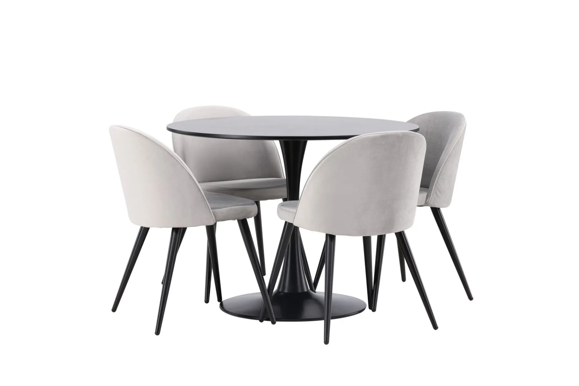 Glade Spisegruppe 100 cm Rund med 4 Velvet Stoler