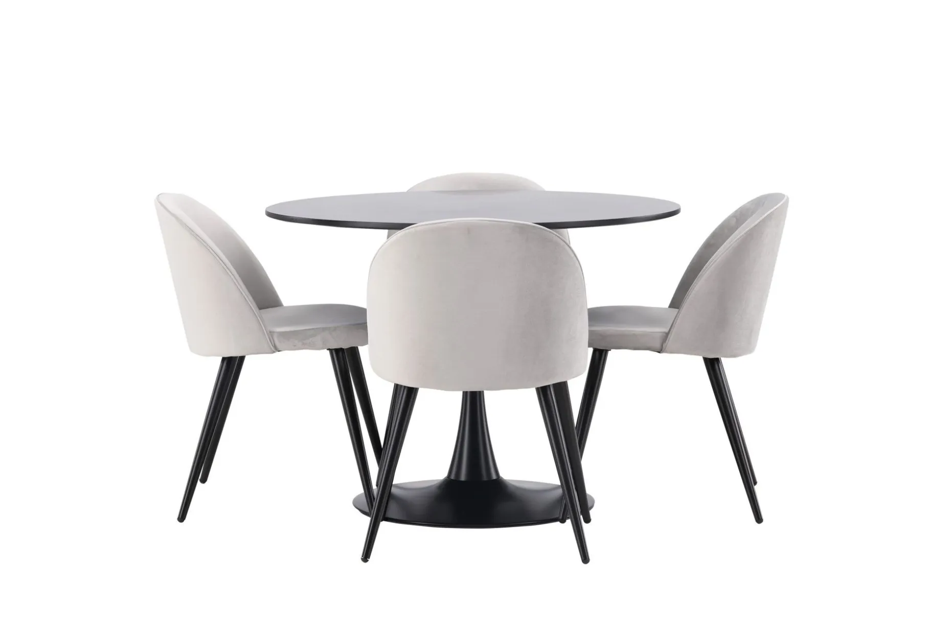 Glade Spisegruppe 100 cm Rund med 4 Velvet Stoler