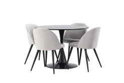 Glade Spisegruppe 100 cm Rund med 4 Velvet Stoler