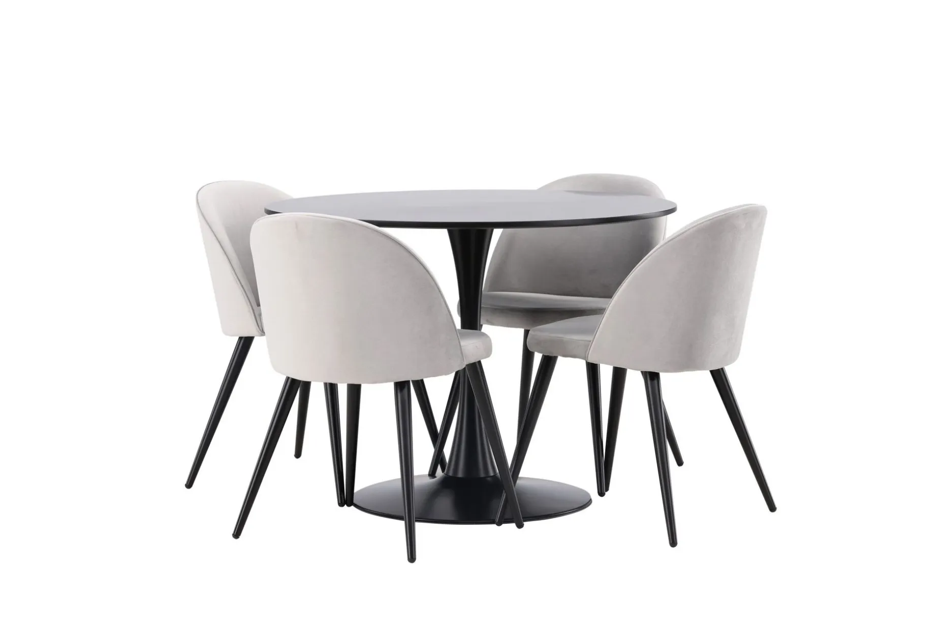 Glade Spisegruppe 100 cm Rund med 4 Velvet Stoler