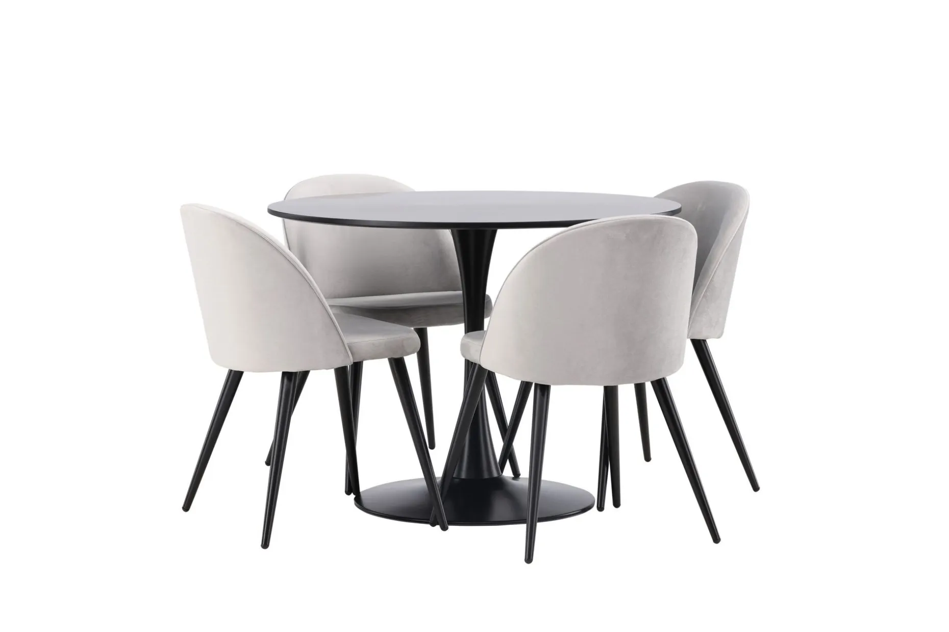 Glade Spisegruppe 100 cm Rund med 4 Velvet Stoler