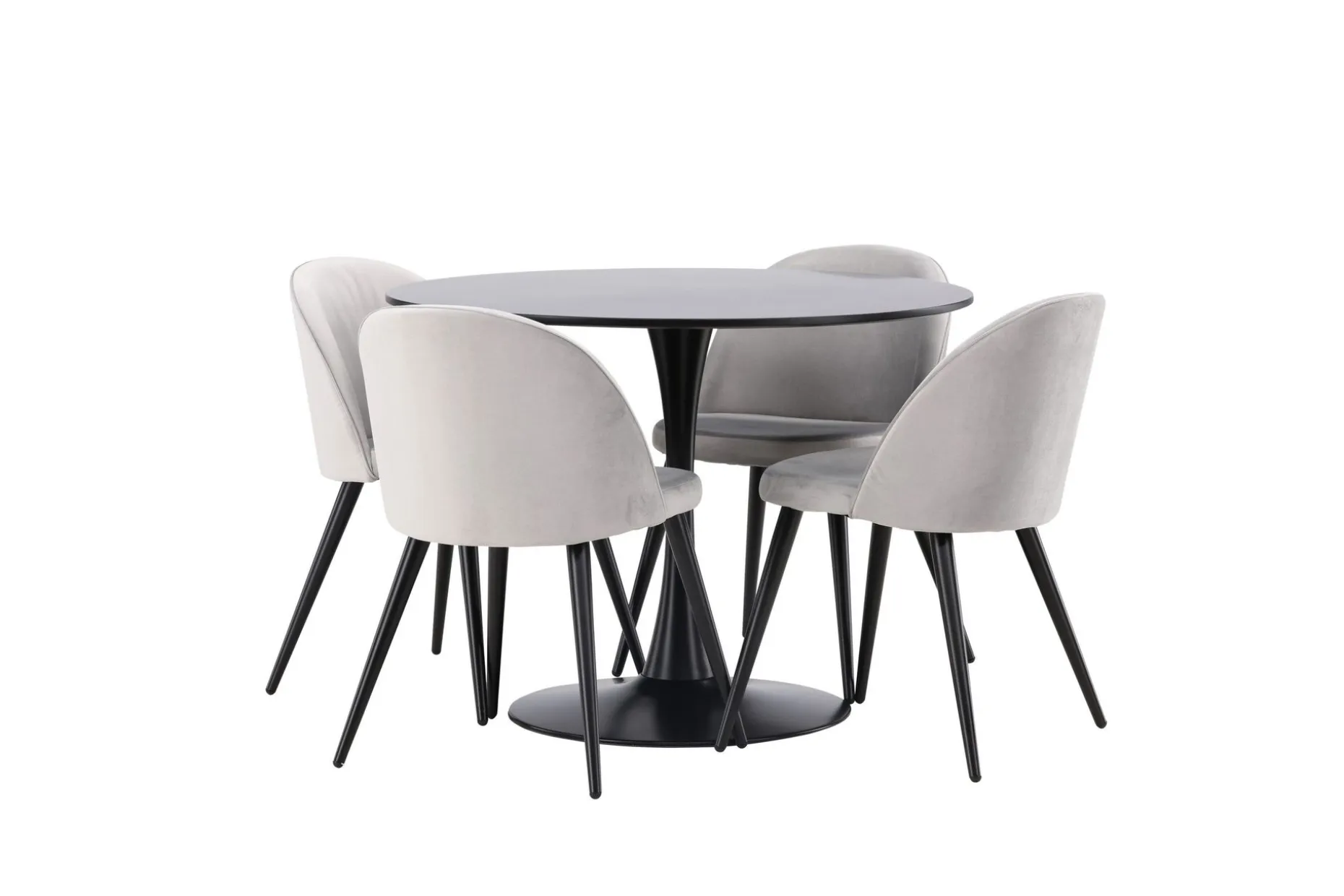 Glade Spisegruppe 100 cm Rund med 4 Velvet Stoler