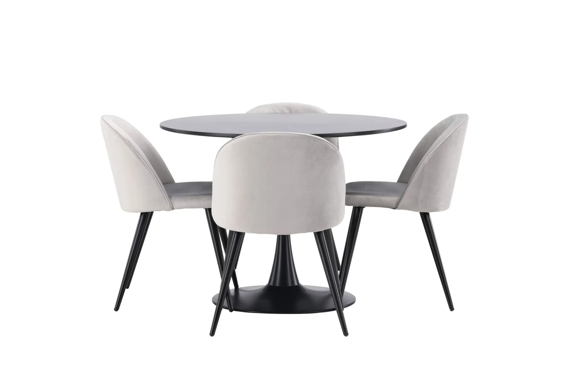 Glade Spisegruppe 100 cm Rund med 4 Velvet Stoler
