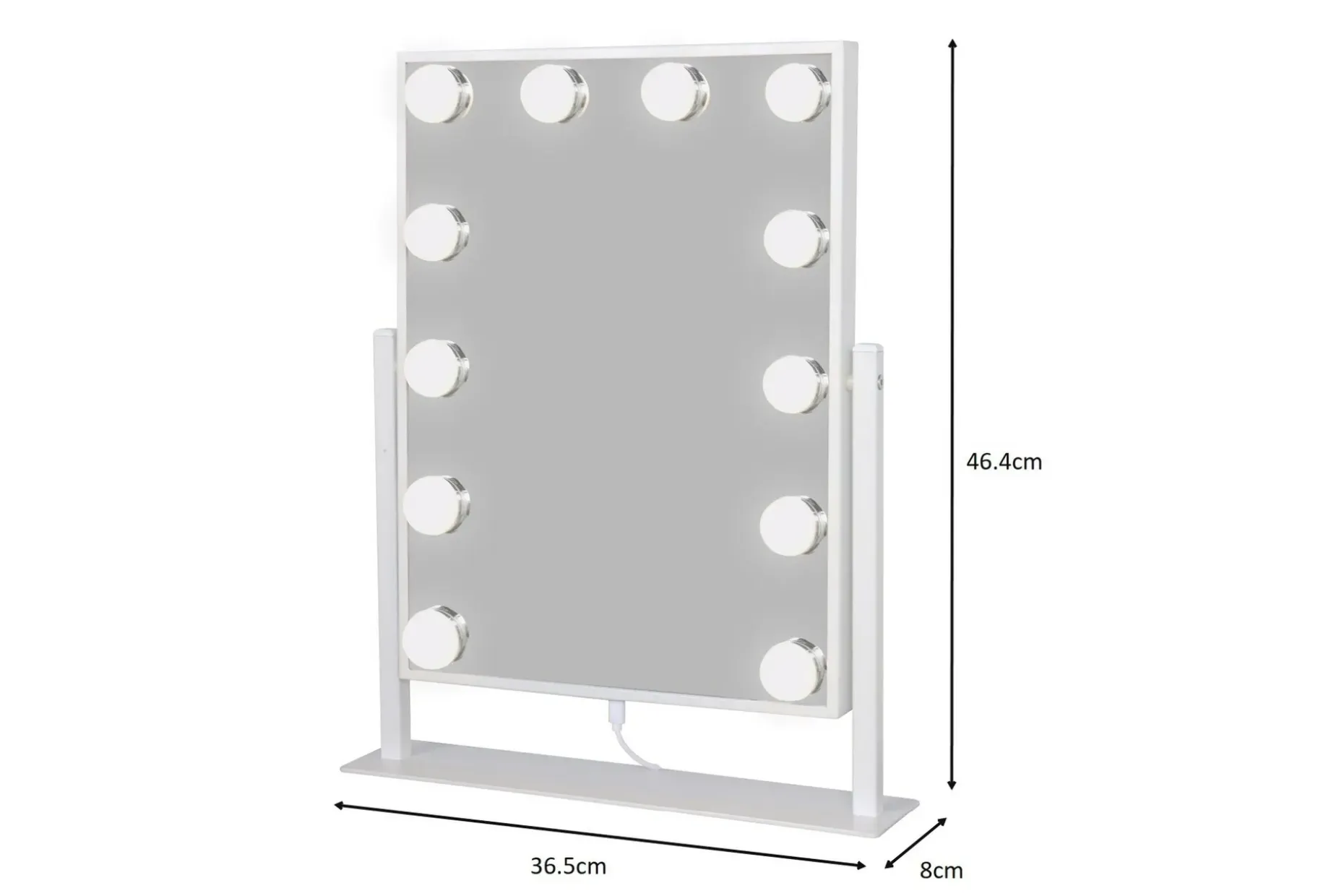 Glow Lille sminkespeil på fot 36,5 cm med LED belysning/lamper Holywood speil