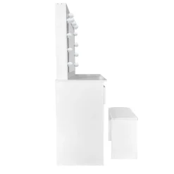Glow Sminkebord 94 cm med speil skuffer og krakk - LED Belysning
