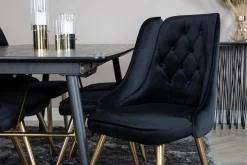 Gold Spisegruppe Forlengningsbar 180-220 cm Rektangulær med 6 Velvet Stoler