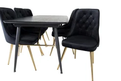 Gold Spisegruppe Forlengningsbar 180-220 cm Rektangulær med 6 Velvet Stoler