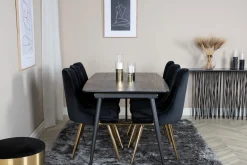 Gold Spisegruppe Forlengningsbar 180-220 cm Rektangulær med 6 Velvet Stoler