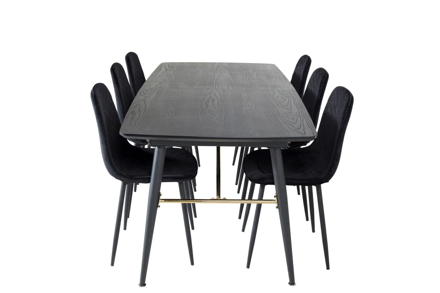 Gold Spisegruppe Forlengningsbar 180-220 cm Rektangulær med 6 Polar Stoler