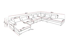 Grande Stor 7-seters U-Sofa med Divan Venstre