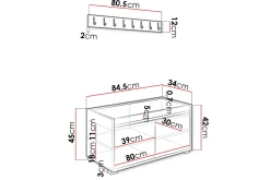 Grawis Sittebenk 2-seters med 12-pk Veggdekorasjon 40x30 cm