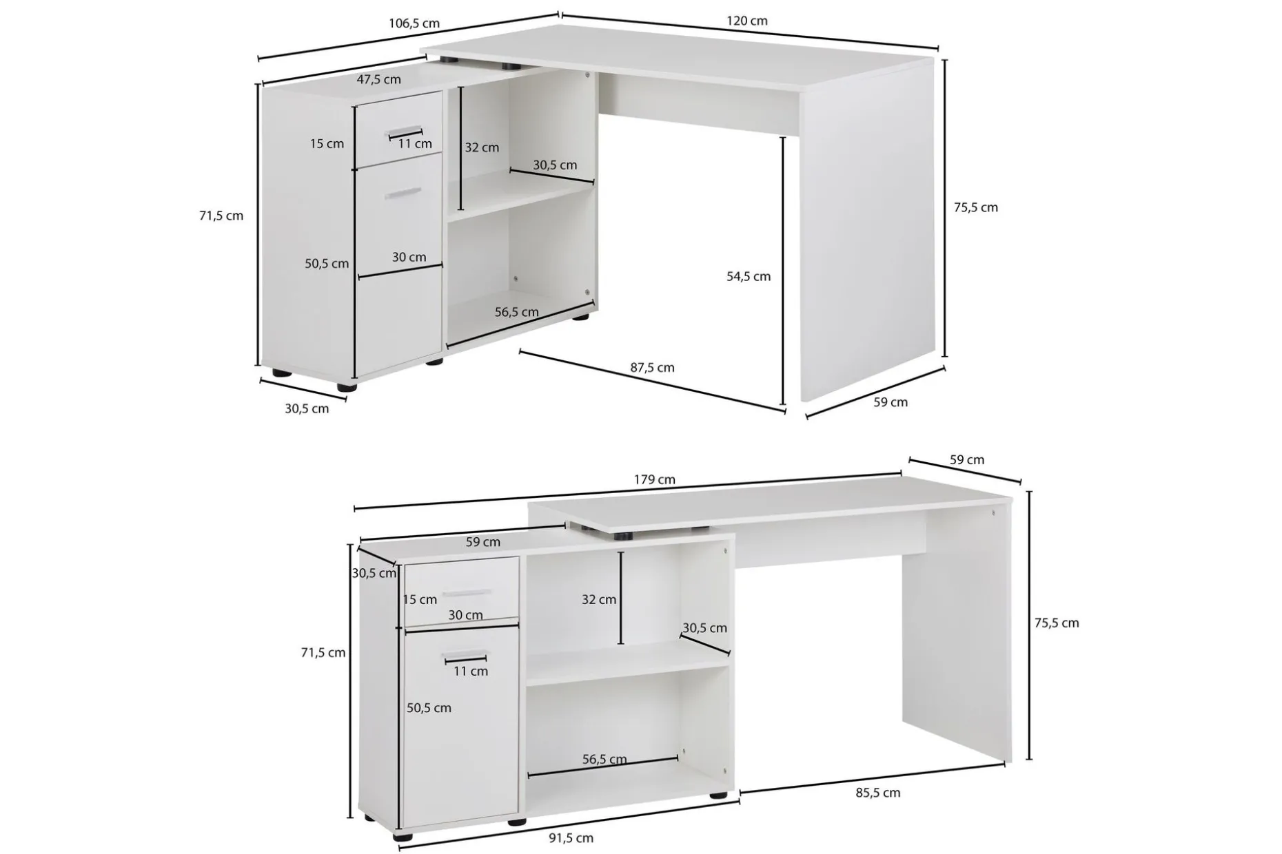 Gulshan skrivebord 120 cm