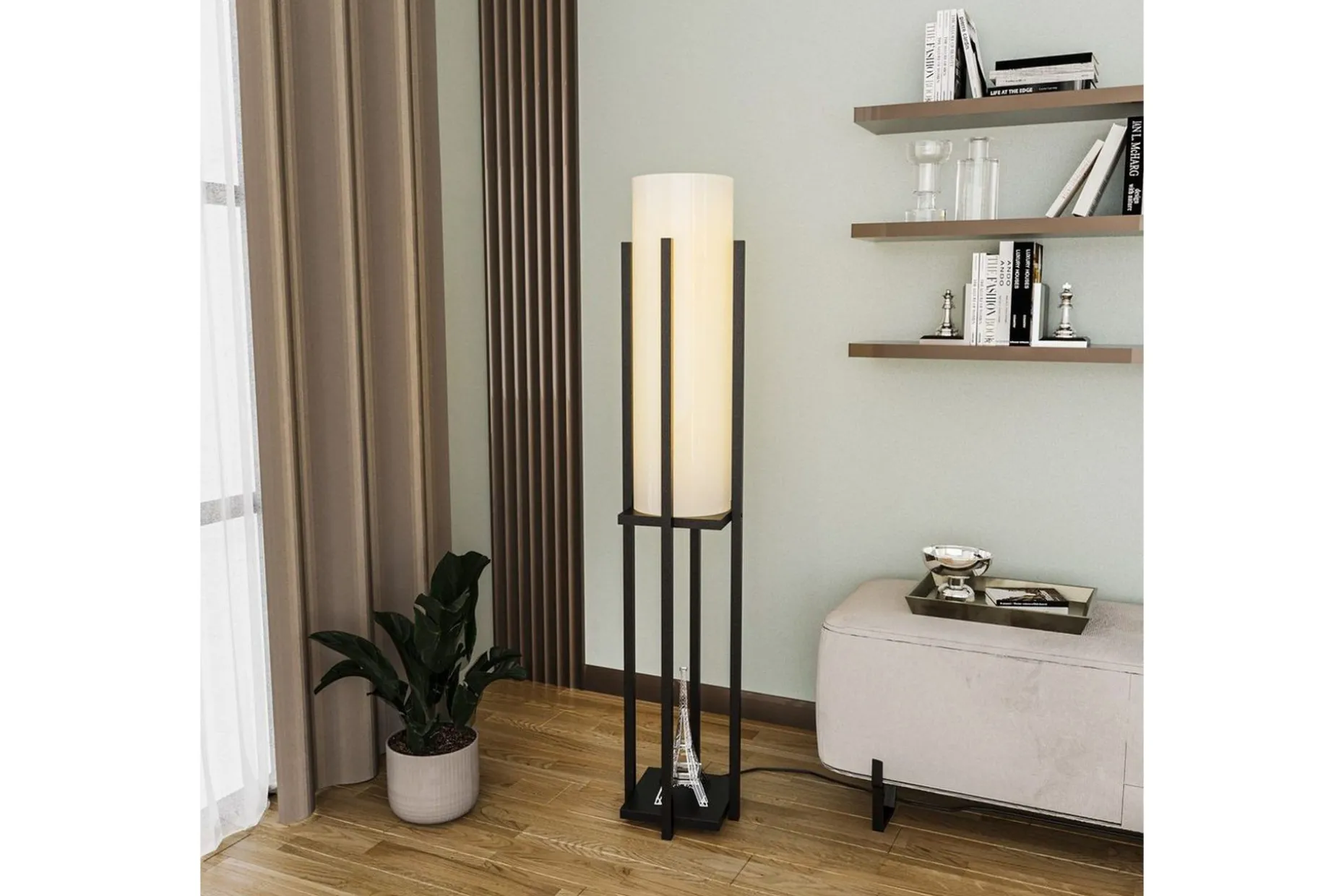 Gulvlampe Ratmompe (Hyllehøyde: 60 cm) Svart Beige