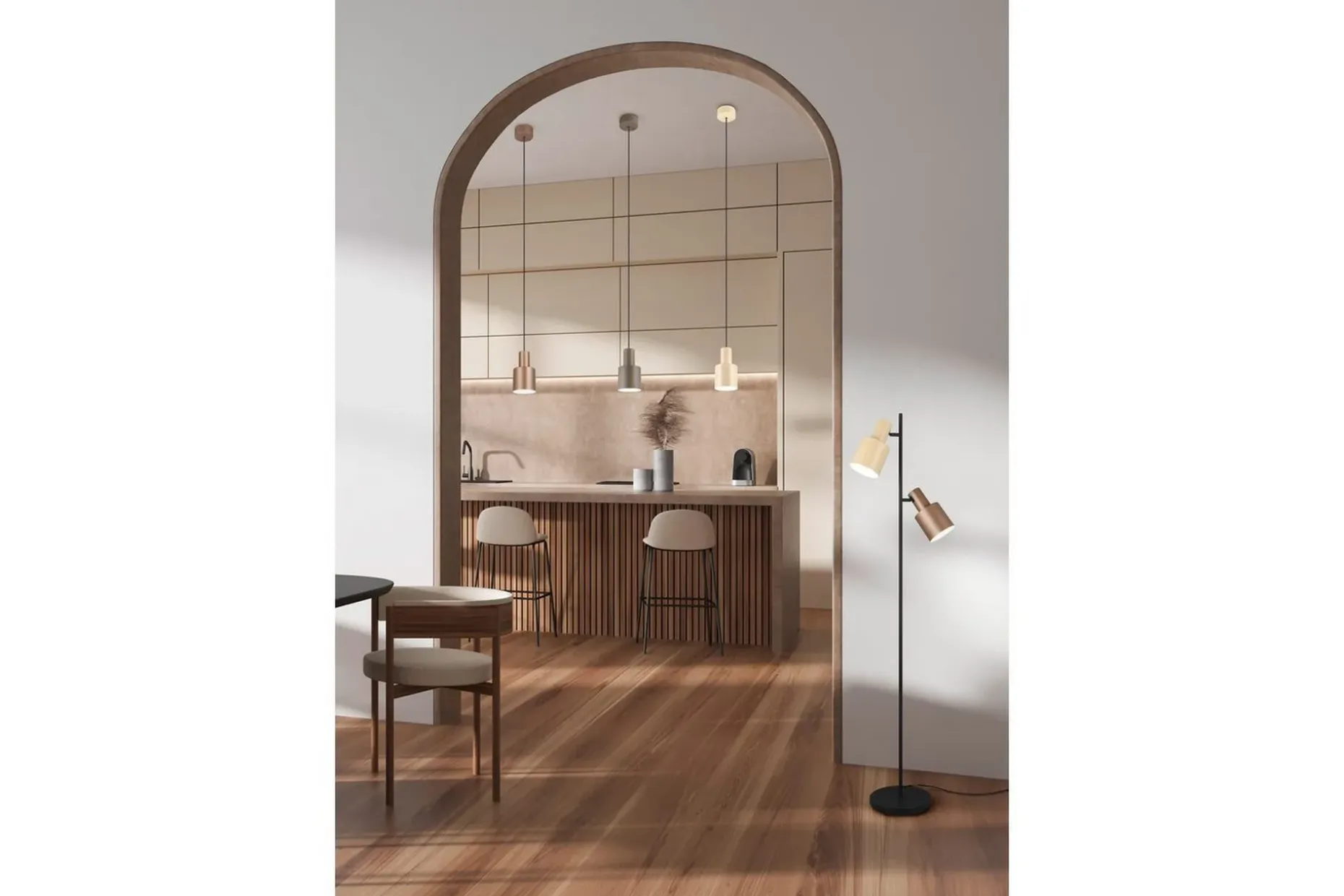 Gulvlampe TRIO Agudo Mangefarget