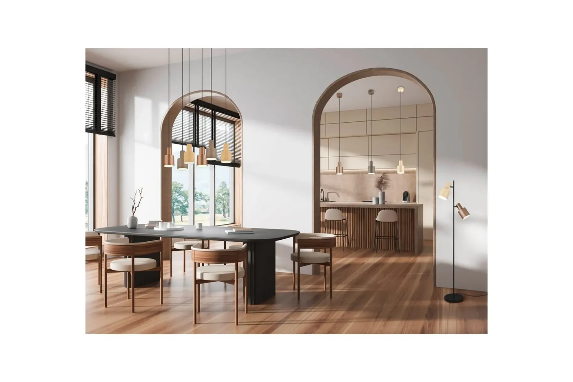 Gulvlampe TRIO Agudo Mangefarget