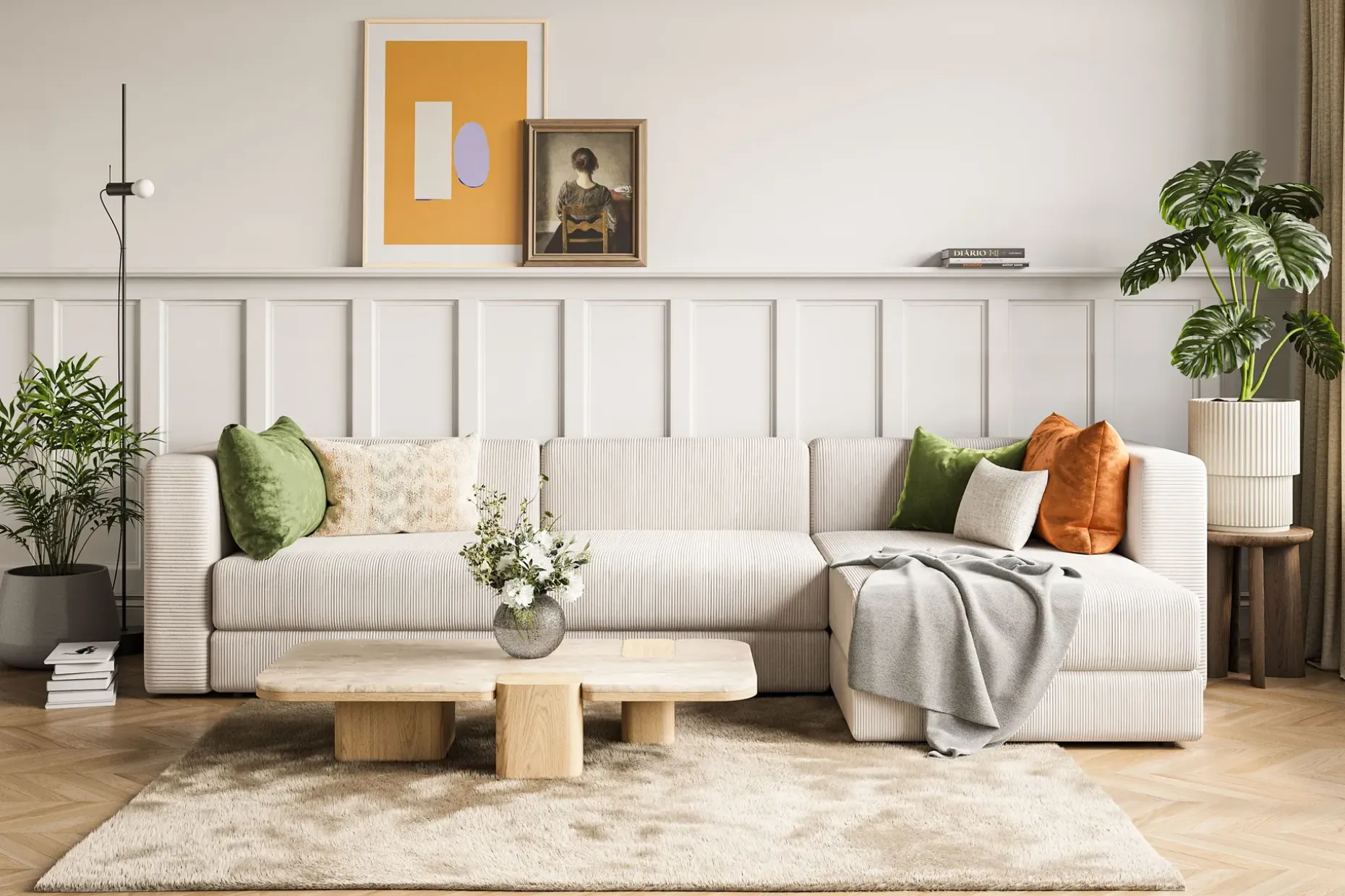 Hagblom 4-seters Divansofa med Oppbevaring Vendbar