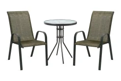 Hagegruppe DUBLIN bord og 2 stoler D60xH70cm