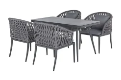 Hagemøbelsett aluminium grå LIPARI