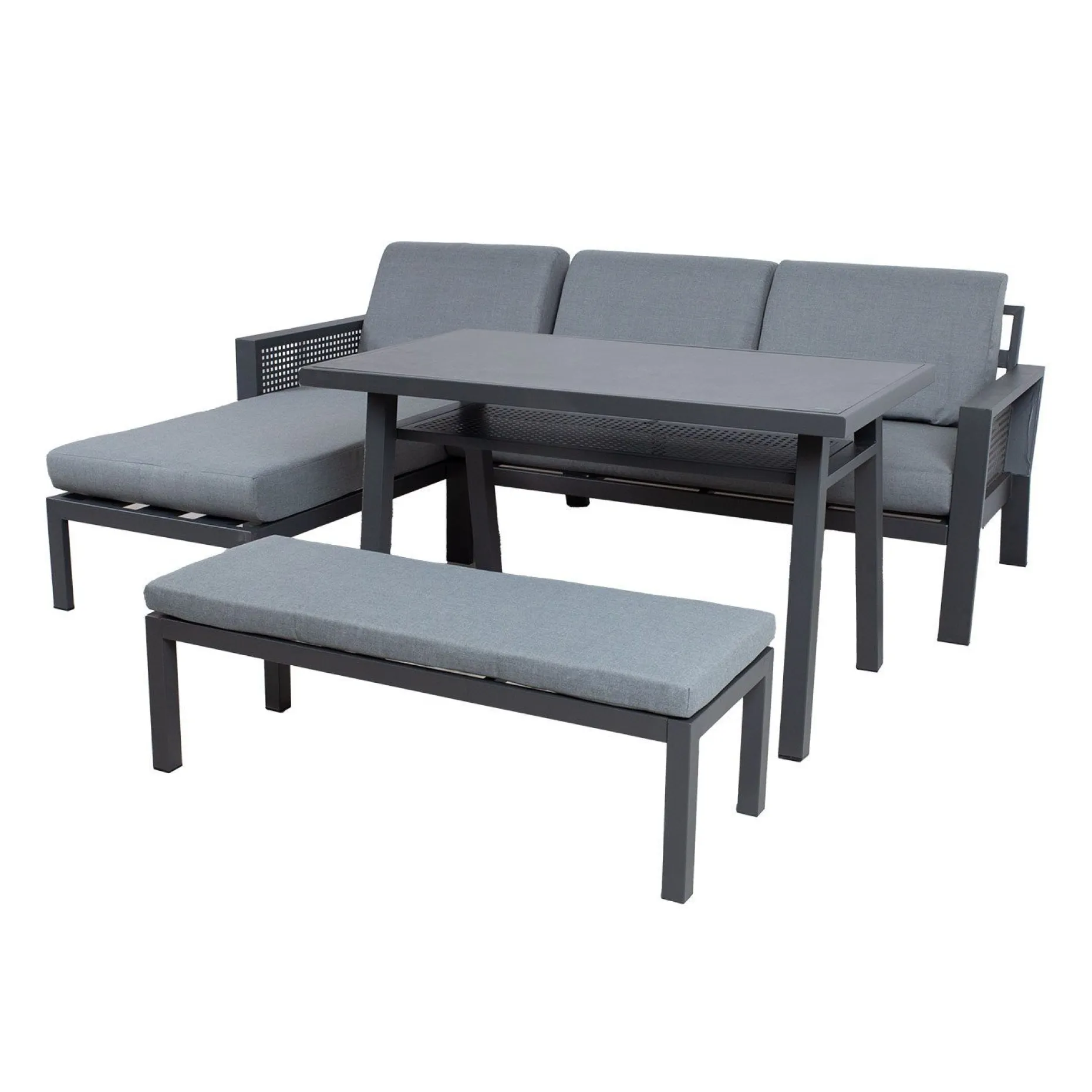 Hagemøbelsett HOME4YOU Delgado hjørnesofa, bord og benk