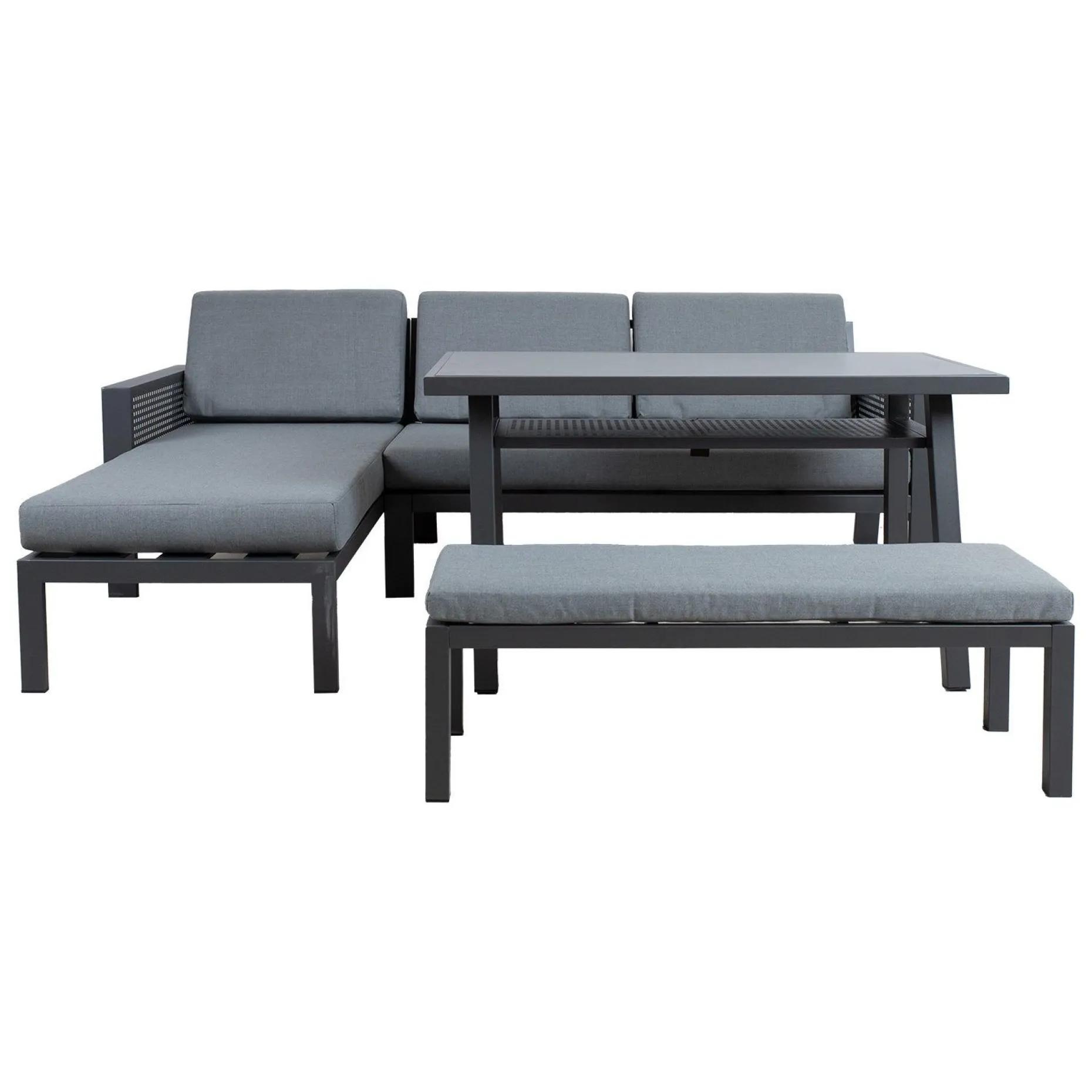 Hagemøbelsett HOME4YOU Delgado hjørnesofa, bord og benk