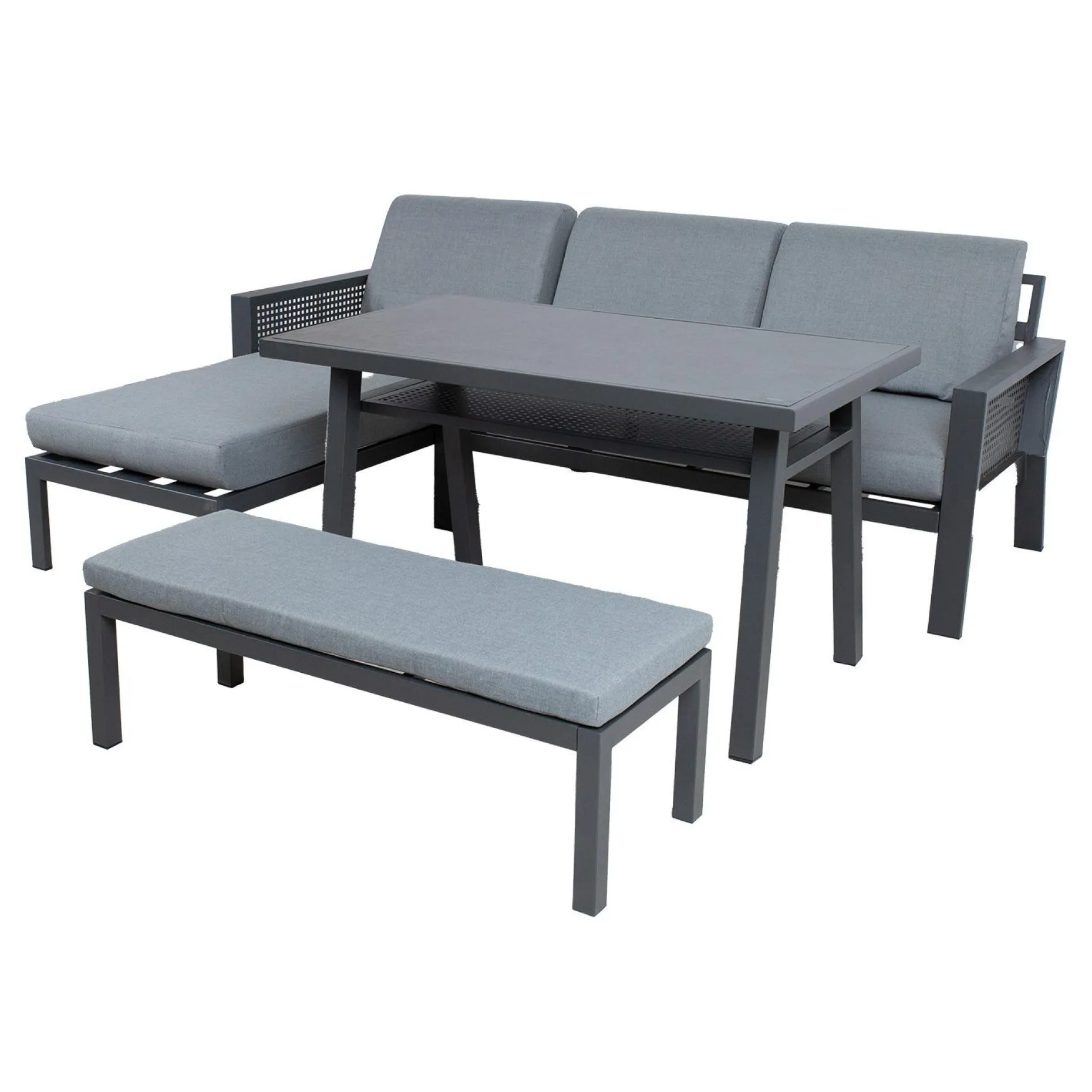 Hagemøbelsett HOME4YOU Delgado hjørnesofa, bord og benk
