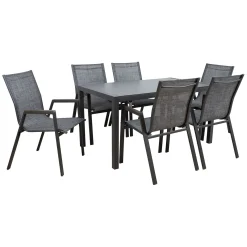 Hagemøbelsett HOME4YOU Delgado bord og 6 stoler