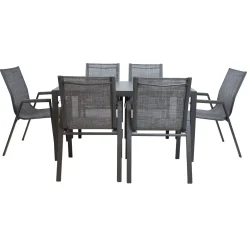 Hagemøbelsett HOME4YOU Delgado bord og 6 stoler