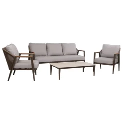 Hagemøbelsett HOME4YOU Delia bord, sofa og 2 stoler