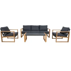 Hagemøbelsett HOME4YOU Duisburg bord, sofa og 2 lenestoler