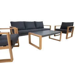 Hagemøbelsett HOME4YOU Duisburg bord, sofa og 2 lenestoler