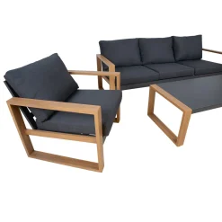 Hagemøbelsett HOME4YOU Duisburg bord, sofa og 2 lenestoler