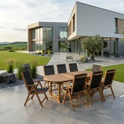 Hagemøbelsett HOME4YOU Fabiola bord og 8 stoler