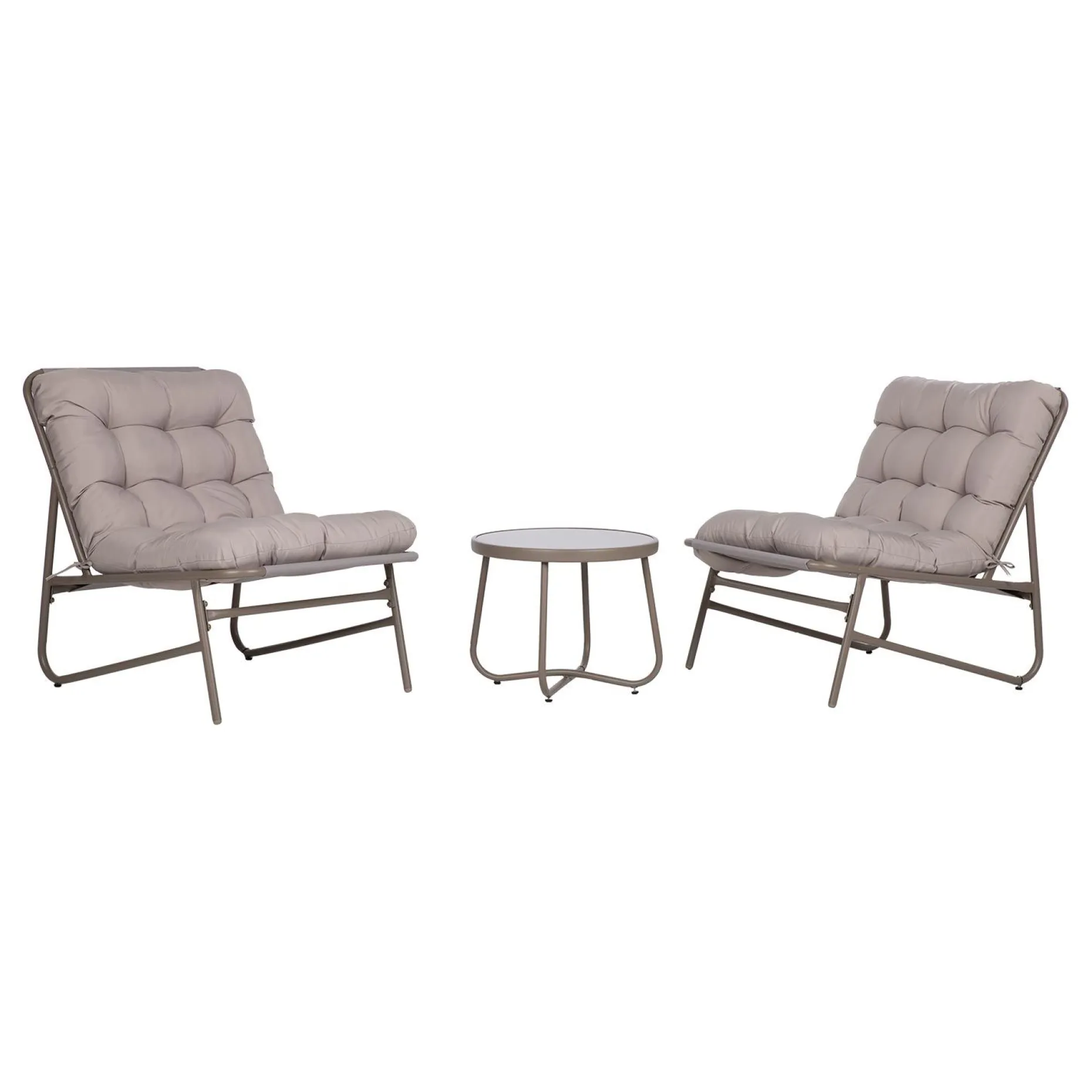 Hagemøbelsett HOME4YOU Jive bord og 2 stoler, taupe