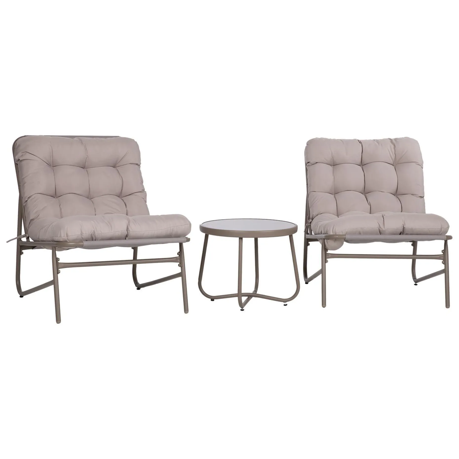 Hagemøbelsett HOME4YOU Jive bord og 2 stoler, taupe