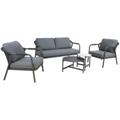 Hagemøbelsett HOME4YOU Kassel 2 bord, sofa og 2 stoler