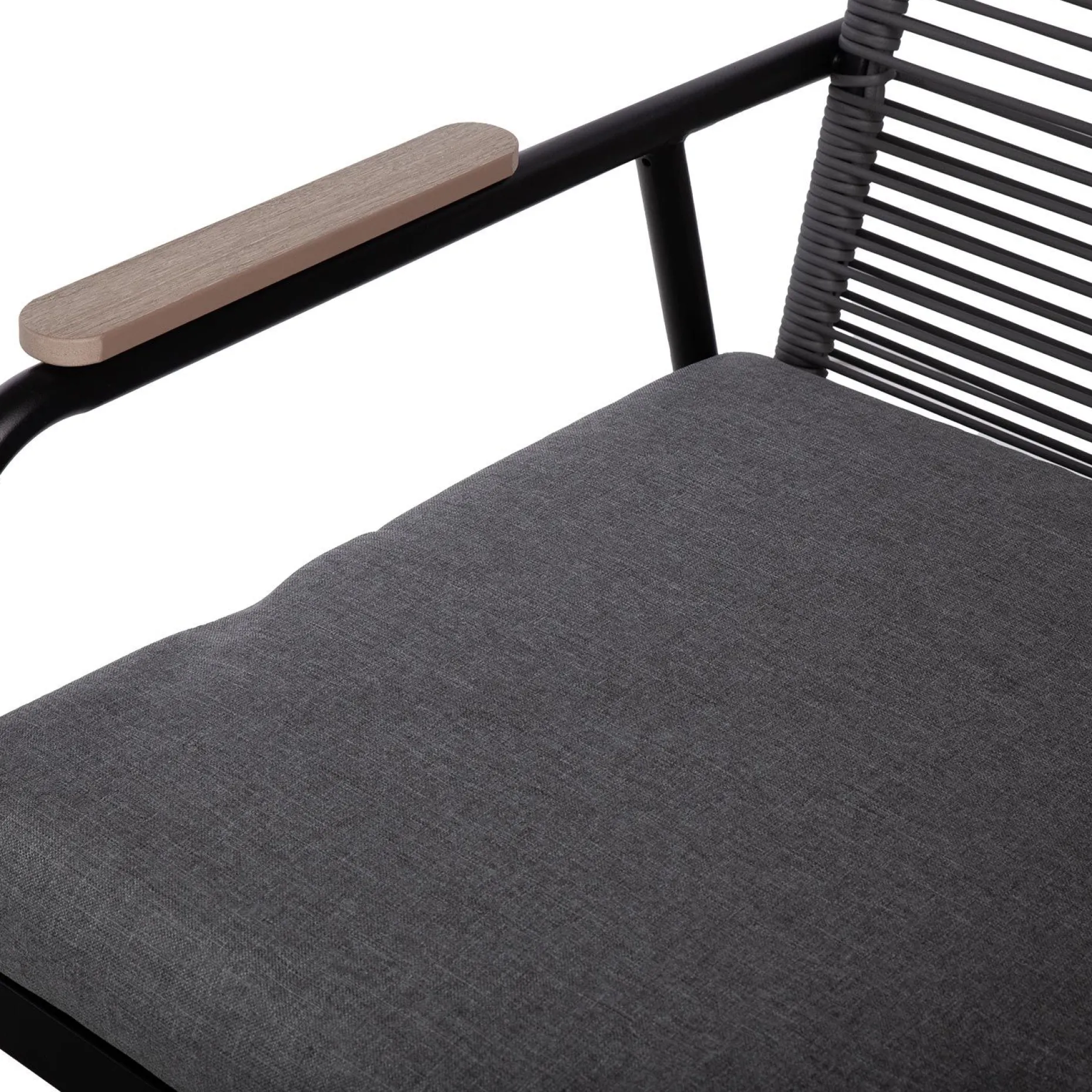 Hagemøbelsett HOME4YOU Macos bord, sofa og 2 stoler Grå/svart