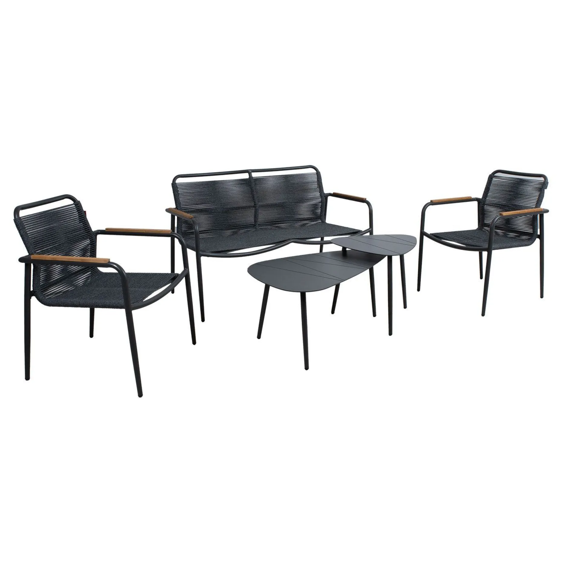 Hagemøbelsett HOME4YOU Nebo 2 bord, benk og 2 stoler