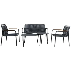 Hagemøbelsett HOME4YOU Nebo 2 bord, benk og 2 stoler