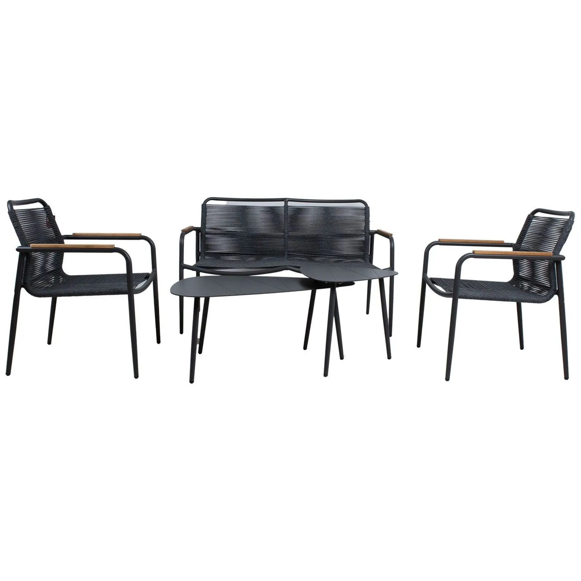 Hagemøbelsett HOME4YOU Nebo 2 bord, benk og 2 stoler