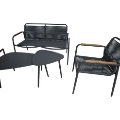 Hagemøbelsett HOME4YOU Nebo 2 bord, benk og 2 stoler